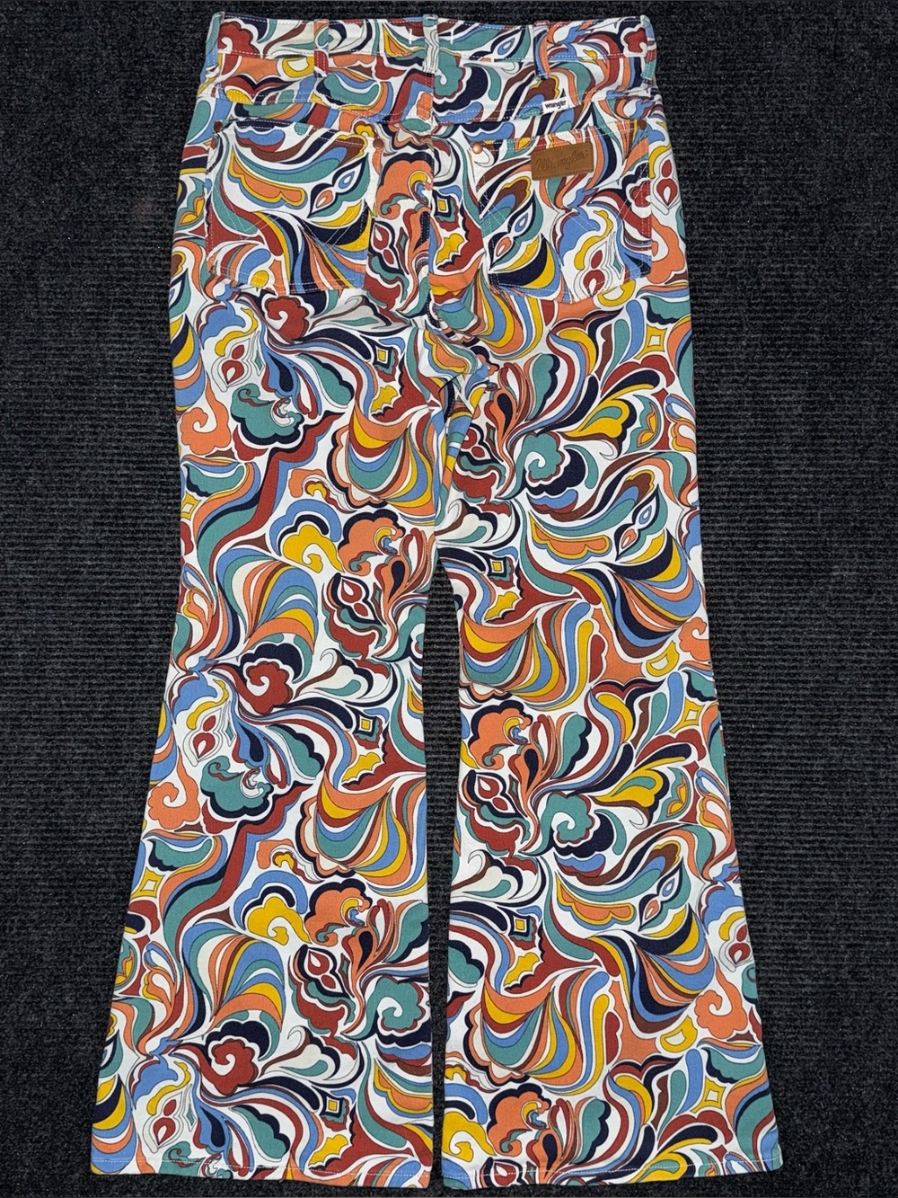 Free People x Wrangler Women’s Latigo Printed High Rise Flare Jeans Sz 32 x 34